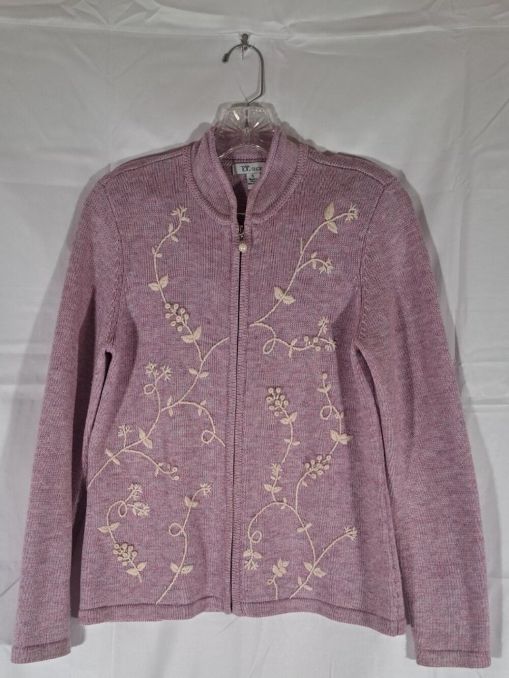 The Tog Shop Red Heather Floral Embroidered Zip Cardigan, Size S